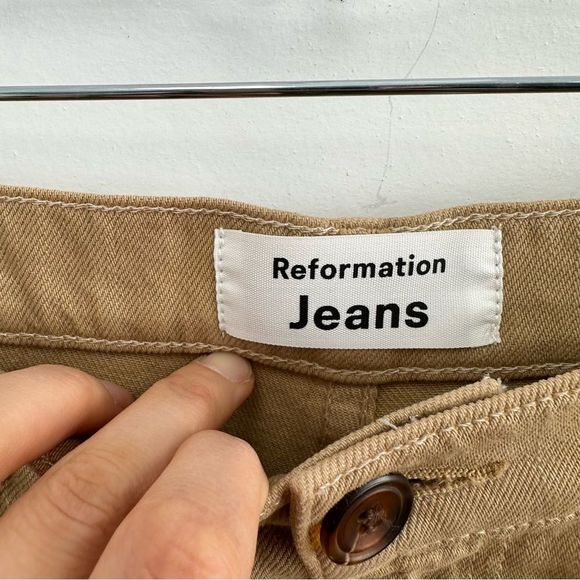 ⛔️SOLD⛔️Reformation High Rise Wide Leg Trouser Jean In Wheat Tan Size 30 - Picture 7 of 10